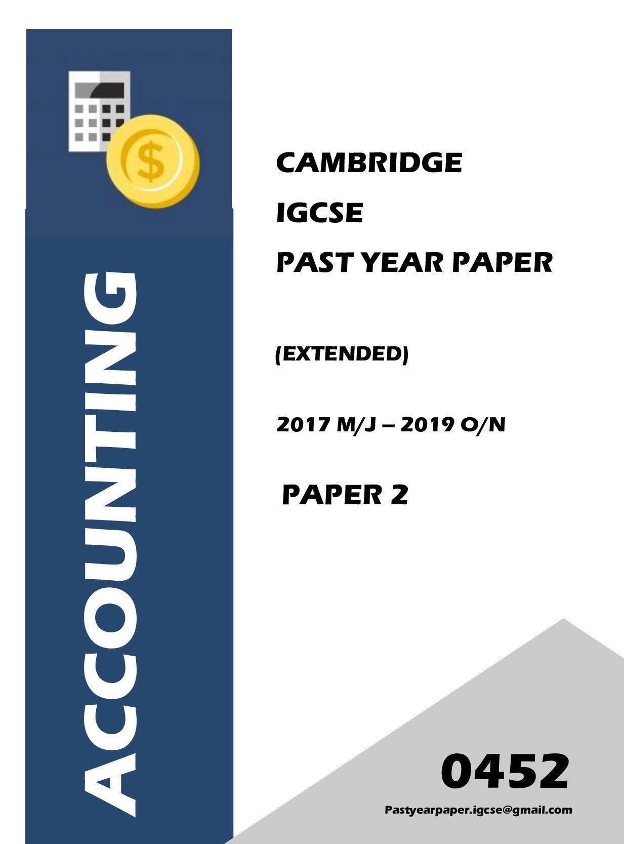 IGCSE Past Year Paper Accounting 0452 (Paper 2 + Answer) 3 Year Series