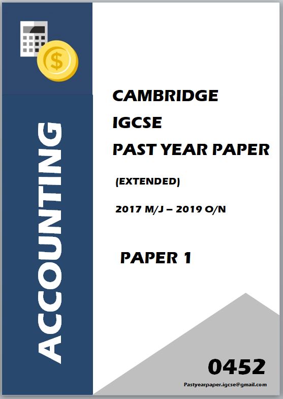IGCSE Past Year Paper Accounts 0452 (Paper 1 + Answer) 3 Year Series
