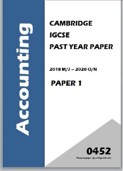 IGCSE Past Year Paper Accounting 0452 (Paper 1/ Paper 2/ Sets) 3 Year Series/ 5 Year Series